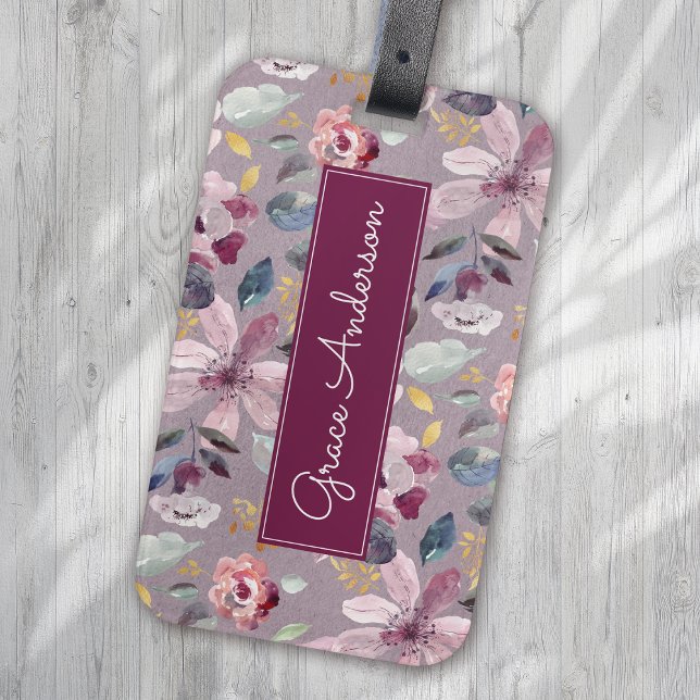 Étiquette À Bagage Lilac Floral (Créateur téléchargé)