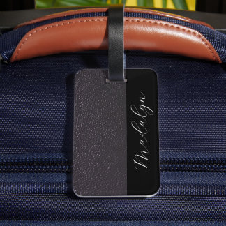 Étiquette À Bagage Lilac Purple Faux Cuir Texte Script Personnalisé