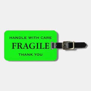 Étiquette À Bagage Lime Green Black Fragile Handle avec soin