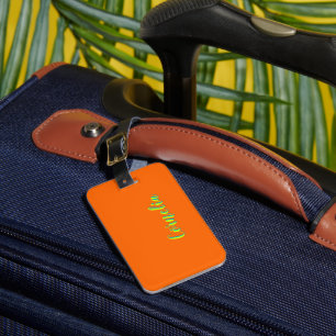 Étiquette À Bagage Lime Jaune 3D Spring Nom vert   Drôle Orange