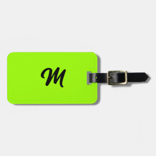 Étiquette À Bagage Lime Vert noir couleur Monogramme Nom Cadeau Favor