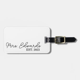 Étiquette À Bagage Limite Cursive Mme Custom Nom de famille Mariage C
