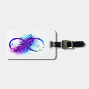 Étiquette À Bagage L'infini avec plume violette