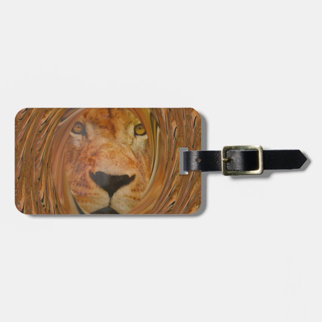 Étiquette À Bagage Lion Abstrait Safari Art (Devant horizontal)