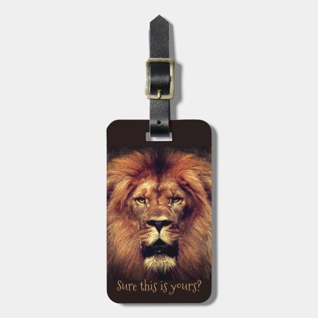 Étiquette À Bagage Lion avec texte personnalisable (Devant Vertical)