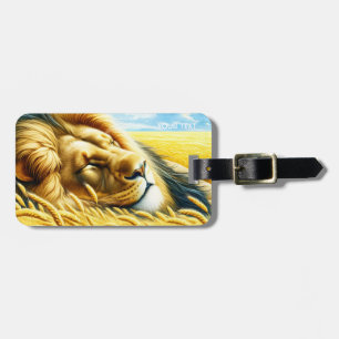 Étiquette À Bagage Lion couché de blé mou Imaginaire