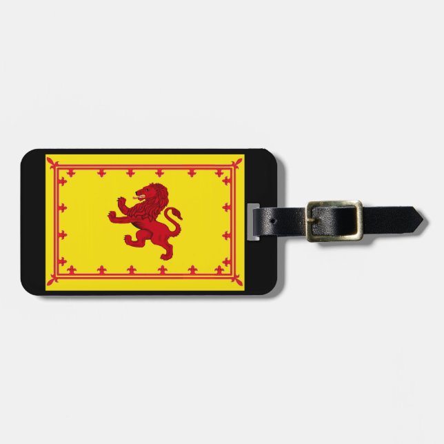 Étiquette À Bagage Lion effréné de l'Ecosse/jaune antique de drapeau (Devant horizontal)