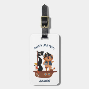 Étiquette À Bagage Lion Pirate Cute Personnalisé Enfant