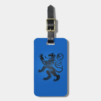 Étiquette À Bagage Lion Rampant Design, bleu et noir complexe