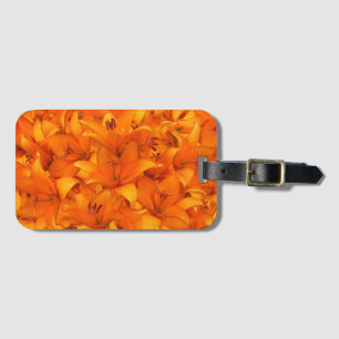Étiquette À Bagage Lis oranges de jardin de photo de fleur