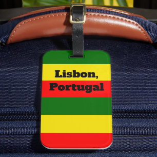 Étiquette À Bagage Lisbonne, Portugal Drapeaux
