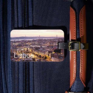 Étiquette À Bagage Lisbonne Portugal Sunset Skyline Cityscape Souveni