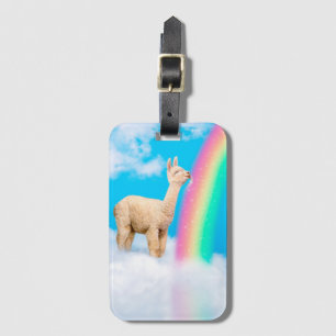 Étiquette À Bagage Llama Licking Rainbow