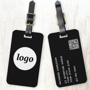 Étiquette À Bagage Logo Code QR minimaliste Black Business