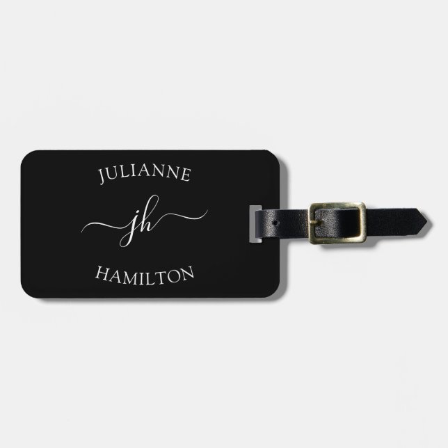 Étiquette À Bagage Logo d'affaires Voyage promotionnel noir (Devant horizontal)