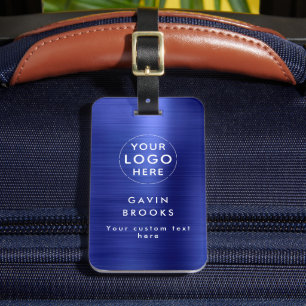 Étiquette À Bagage Logo de l'entreprise moderne Marine Bleu Brossé Mé