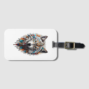 Étiquette À Bagage Logo de loup à esprit tribal