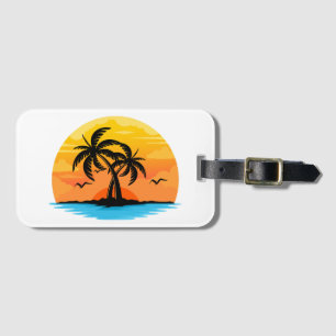 Étiquette À Bagage logo de palmiers personnalisable d'île tropicale