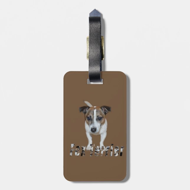 Étiquette À Bagage logo de terrier et de terrier fox, (Dos Vertical)