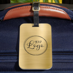Étiquette À Bagage Logo de votre entreprise en or clair ici