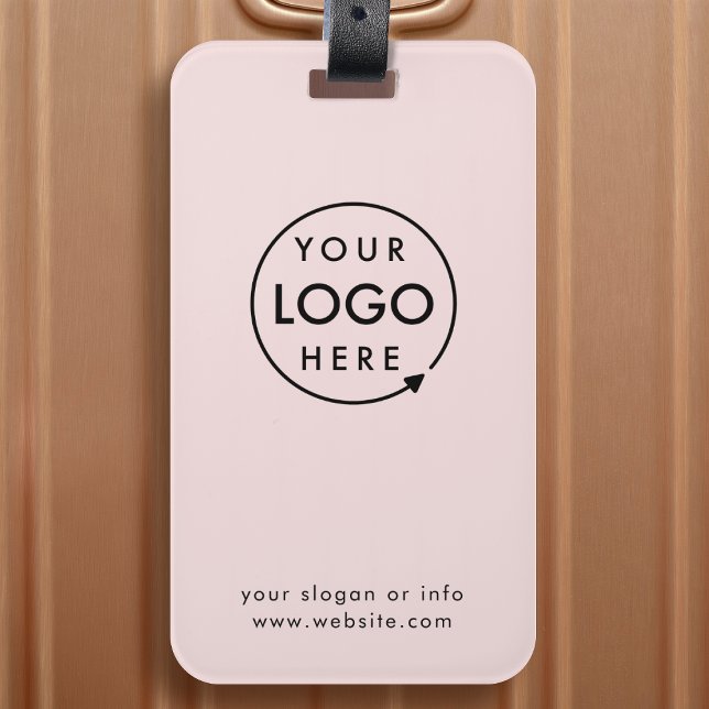 Étiquette À Bagage Logo d'entreprise | Blush Pink Promotional Travel (Créateur téléchargé)