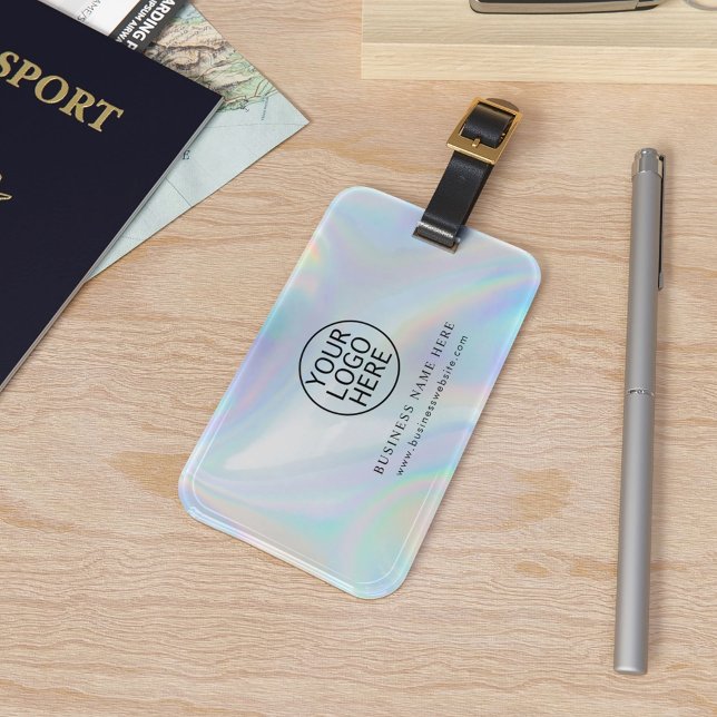 Étiquette À Bagage Logo d'entreprise moderne Iridescente Employés Per (Modern Business Logo Iridescent Employees Custom Luggage Tag)