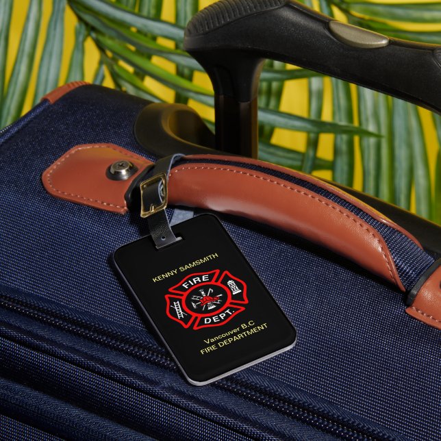 Étiquette À Bagage Logo du service d'incendie Badge noir et rouge (Insitu Rectoal 1)