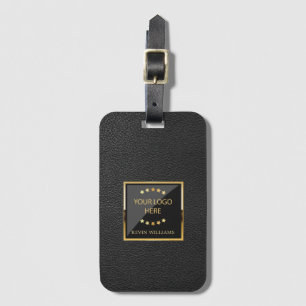 Étiquette À Bagage Logo en cuir Faux noir professionnel personnalisé