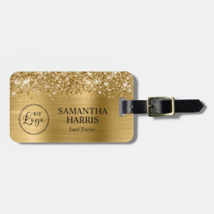 Étiquette À Bagage Logo Glittery Gold Foil