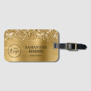 Étiquette À Bagage Logo Glittery Gold Foil