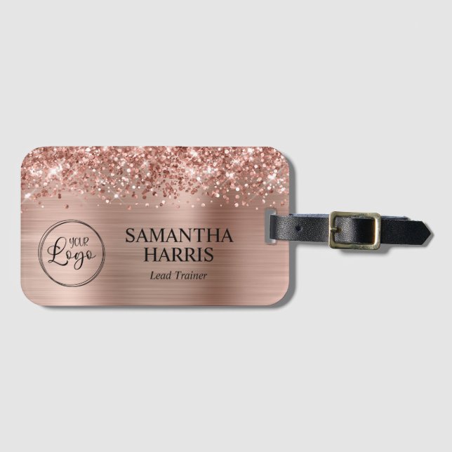 Étiquette À Bagage Logo Gold Foil Rose (Devant Horizontal)