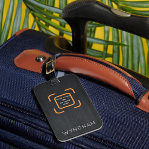 Étiquette À Bagage Logo moderne minimaliste noir brossé personnalisé
