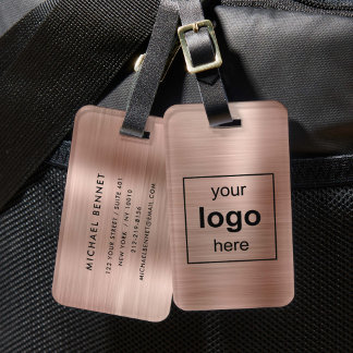 Étiquette À Bagage Logo personnalisé Monogrammé Métal Brossé Rose Gol