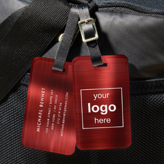 Étiquette À Bagage Logo personnalisé Monogrammé Métal Brossé Rouge