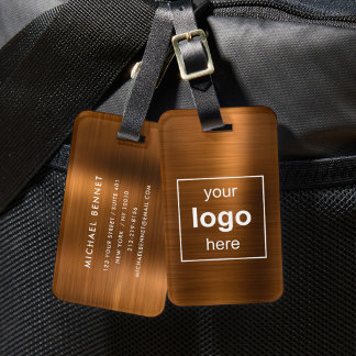 Étiquette À Bagage Logo personnalisé Monogrammé Métal Cuivre Brossé