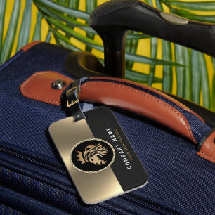 Étiquette À Bagage Logo Professionnel Élégant Gold Lion