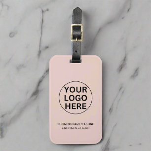 Étiquette À Bagage Logo professionnel et texte rose pâle