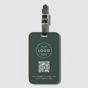 Étiquette À Bagage Logo QR crème personnalisé forêt verte