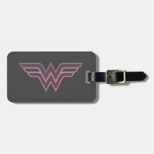 Étiquette À Bagage Logo Wonder Woman rose and Black Checker Mesh