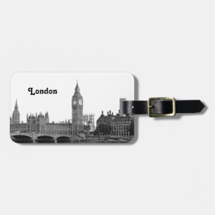 Étiquette À Bagage Londres Angleterre Royaume-Uni Skyline Etché