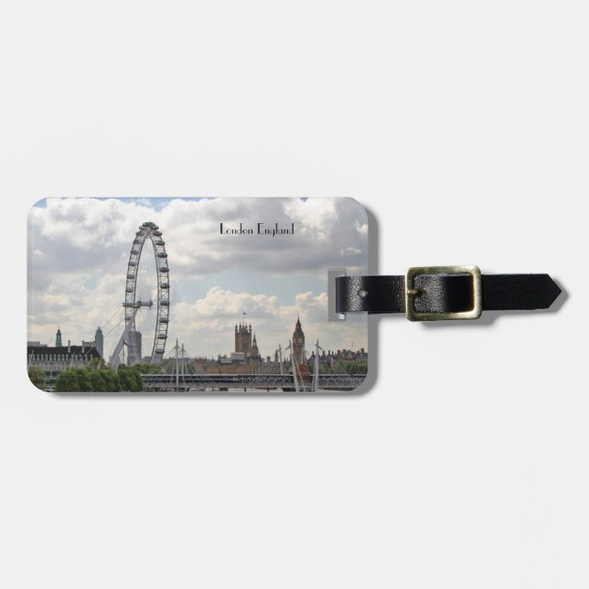 Étiquette À Bagage Londres Angleterre Skyline, Big Ben, London Eye, T (Devant horizontal)