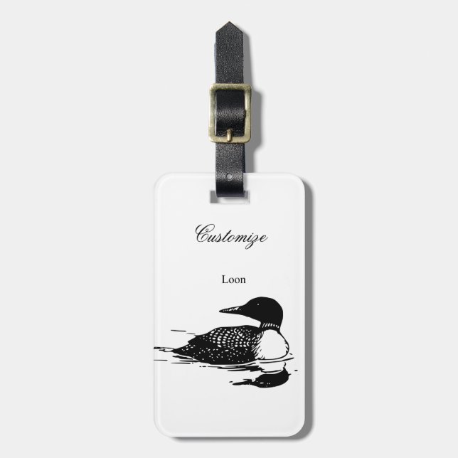 Étiquette À Bagage Loon Swimming Bird Art Thunder_Cove (Devant Vertical)