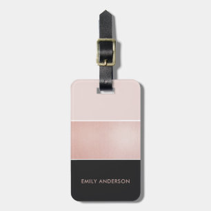 ÉTIQUETTE À BAGAGE L'OR ROSE ÉLÉGANT ROUGISSENT LES BANDES NOIRES DE