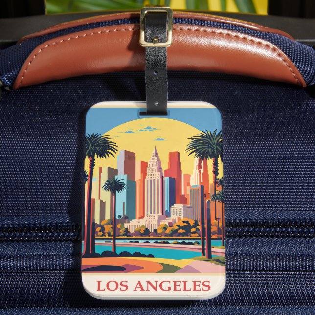 Étiquette À Bagage Los Angeles, illustration Art Déco, (Insitu Rectoal 2)