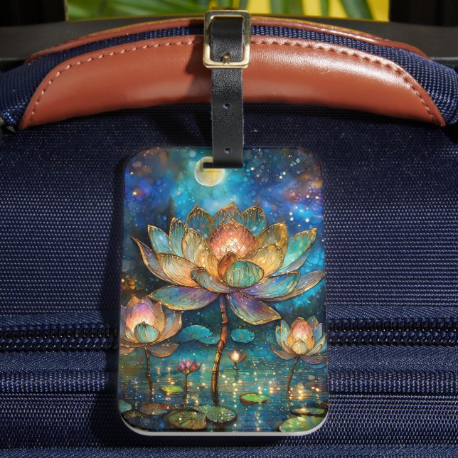 Étiquette À Bagage Lotus de verre tendu fleurit au clair de lune (Insitu Rectoal 2)