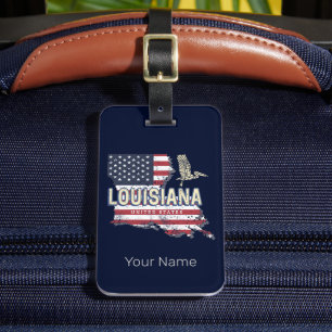 Étiquette À Bagage Louisiane États-Unis Carte Retro Vintage USA