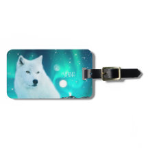 Loup arctique et nuit magique avec aurores boréale