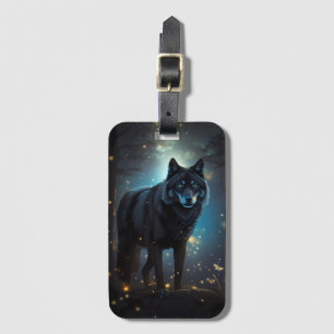 Étiquette À Bagage Loup noir sombre et mystérieux