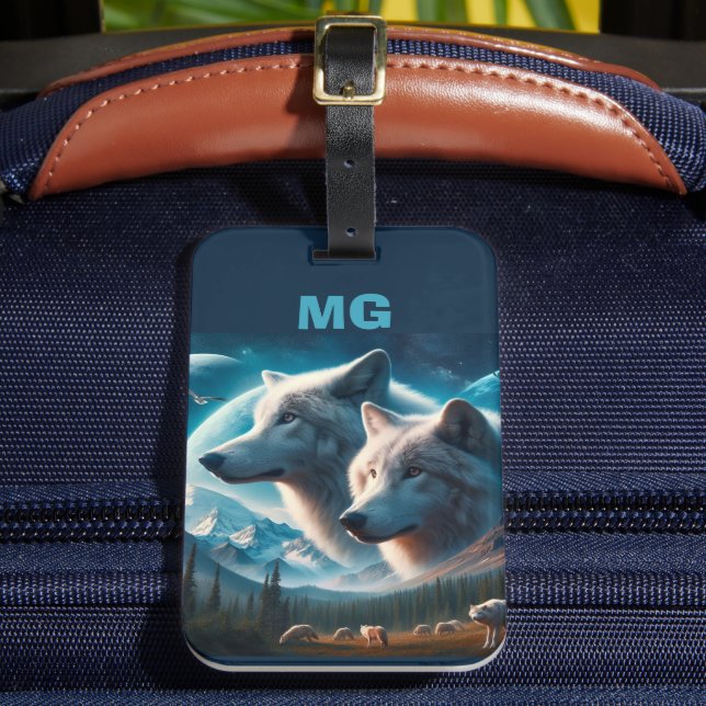 Étiquette À Bagage Loups d'Alaska Monogramme  (Insitu Rectoal 2)