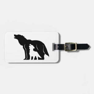 Étiquette À Bagage Loups noirs et blancs
